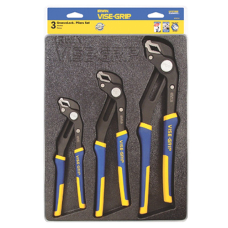 Irwin 3 Piece GrooveLock Pliers Set, 8, 10, 12 Overall Lengths - 2078710