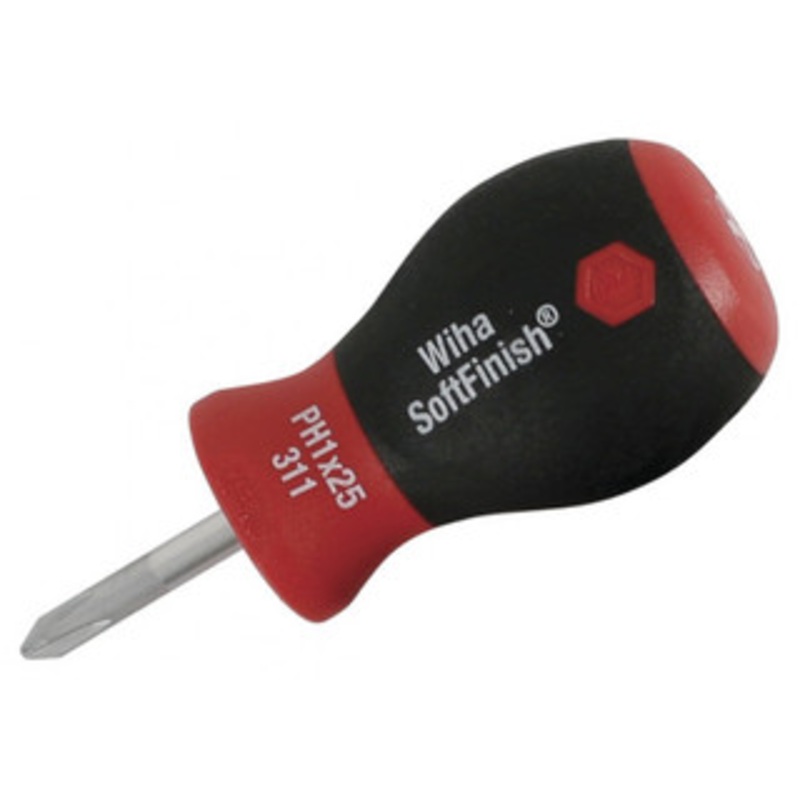 Wiha SoftFinish Phillips Stubby Screwdriver #2 x 25mm - 31140