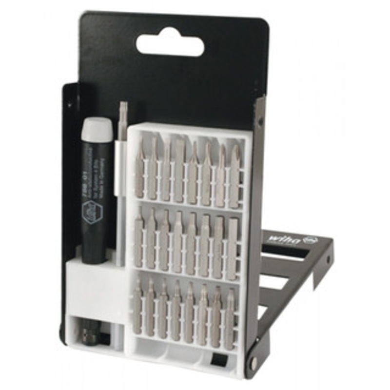 Wiha System 4 Slotted/Phillips/Hex Inch/Torx Micro Bit 27 Piece Set with ESD Safe Precision Handle - 75992