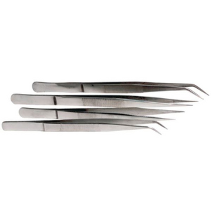 Precise 4 Piece Stainless Steel Tweezer Set - TWZ-4