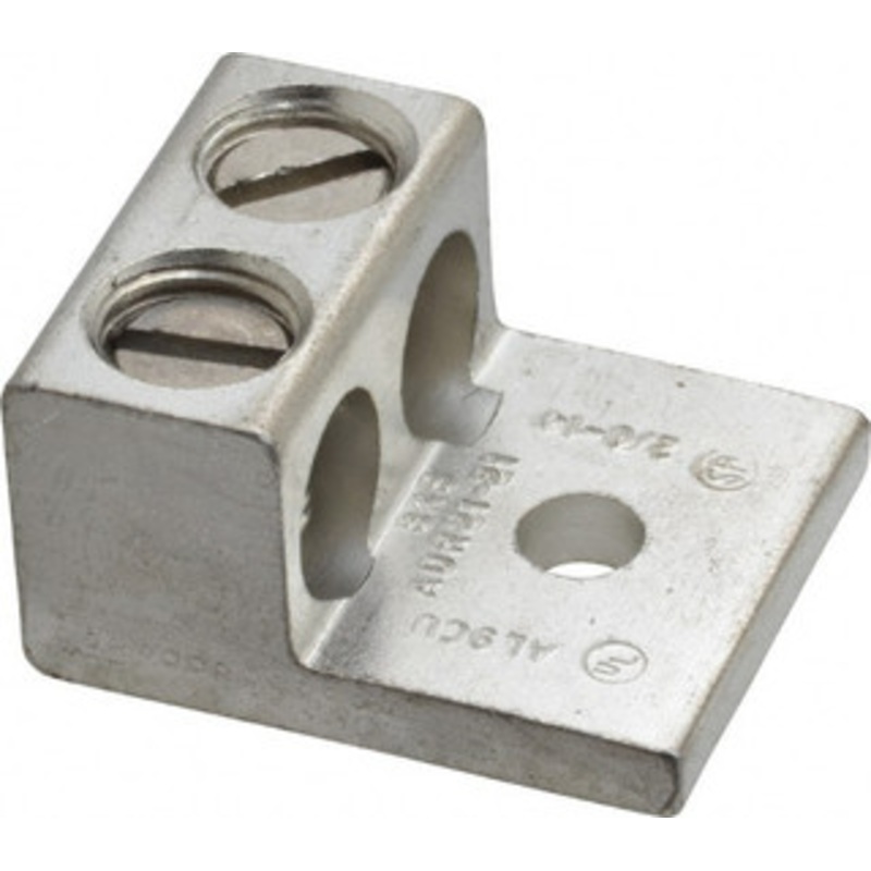 Thomas & Betts 14-2/0 AWG Noninsulated Compression Connection Rectangle Ring Terminal 1/4 Stud, 1-15/32 OAL x 1-1/4 Wide, Tin Plated Aluminum Contact ADR21-21 - 73123564