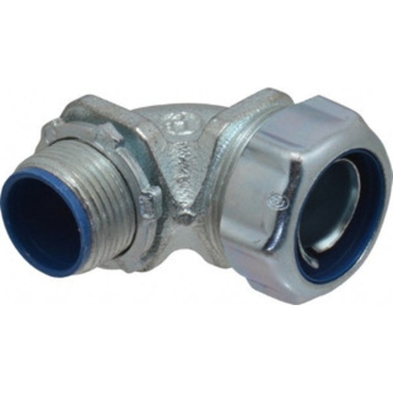 Thomas & Betts 3/4 Trade Liquidtight Conduit Connector Malleable Iron, Insulated, Angled Connector, Threaded Connection 5353 - 54058664