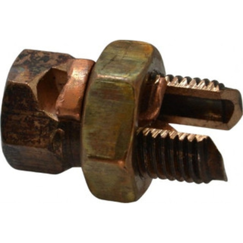 Thomas & Betts 6 to 2 AWG, Copper Wire Compatible, Copper Alloy, Hex Split Bolt Connector 1-1/4 OAL, 19/32 Head Width, 25/32 Base Width 2H - 54057559