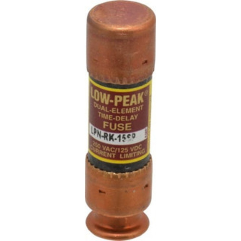 Bussmann 125 VDC, 250 VAC, 15 Amp, Time Delay General Purpose Fuse Fuse Holder Mount, 50.8mm OAL, 100 at DC, 300 at AC (RMS) kA Rating, 9/16 Diam LPN-RK-15SP - 74874462