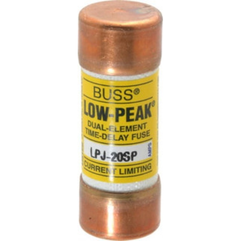 Bussmann 300 VDC, 600 VAC, 20 Amp, Time Delay General Purpose Fuse Fuse Holder Mount, 2-1/4 OAL, 100 at DC, 300 at AC (RMS) kA Rating, 13/16 Diam LPJ-20SP - 75390559