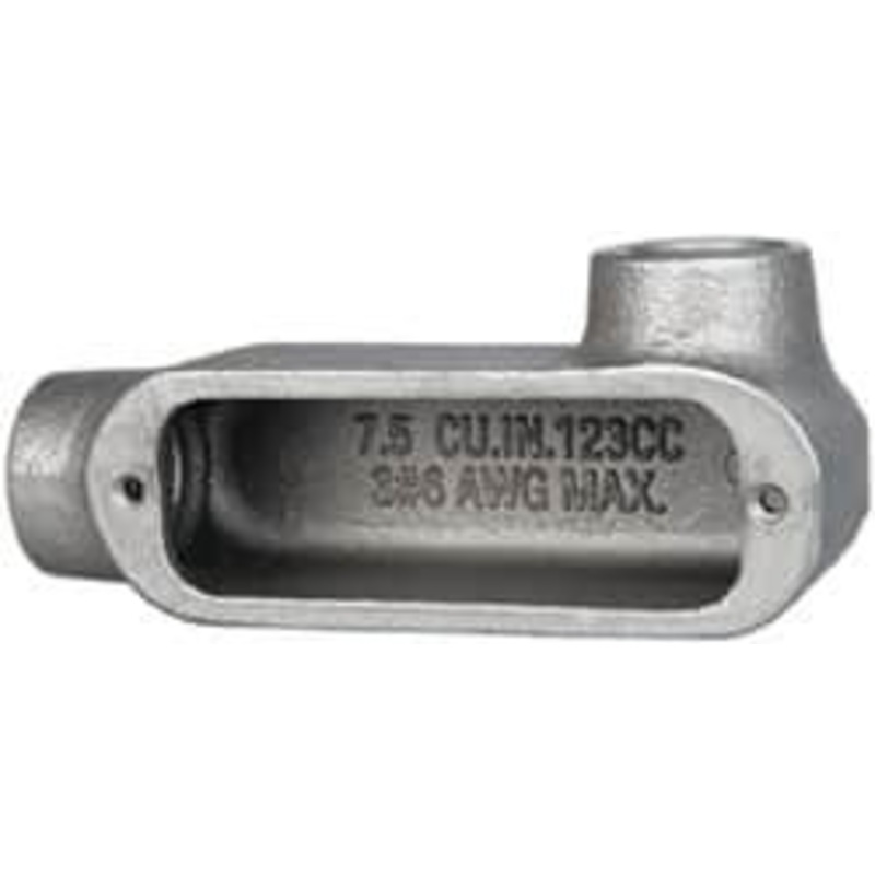 Crouse-Hinds Form 5, LR Body, 3/4 Trade, Rigid Malleable Iron Conduit Body Oval, 5.37 OAL, 7-1/2 cc Capacity, Gray LR75M - 04506507
