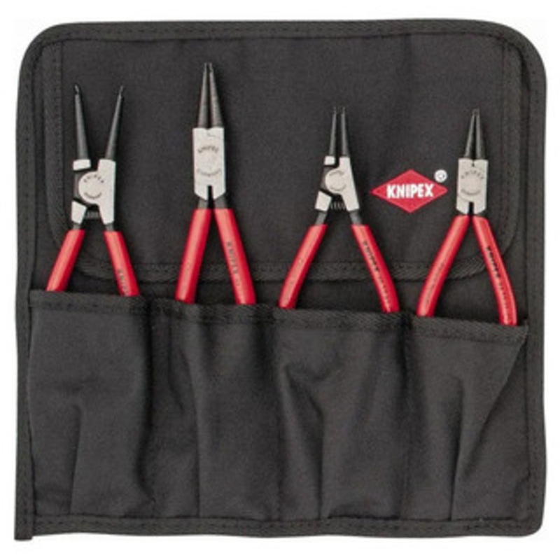 Knipex Retaining Ring Pliers Set, Internal/External, 4 Pieces, 1/2 to 2-1/2 Bore, 3/8 to 2-1/2 Shaft - 97-624-1