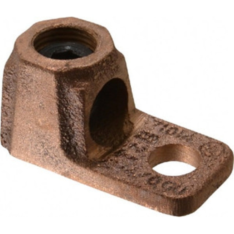 Thomas & Betts 2-4/0 AWG Noninsulated Crimp Connection D Shaped Ring Terminal 3/8 Stud, 1-7/8 OAL x 15/16 Wide, Copper Contact 71014 - 54057252