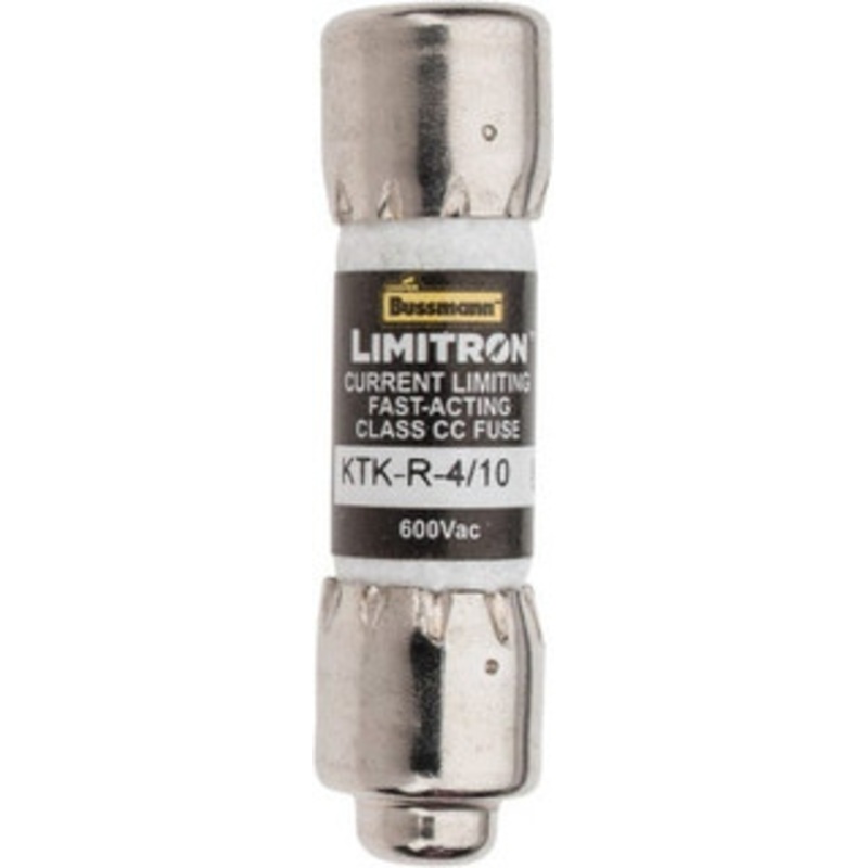 Bussmann 600 VAC, 0.4 Amp, Fast-Acting General Purpose Fuse Fuse Holder Mount, 1-1/2 OAL, 200 at AC (RMS) kA Rating, 13/32 Diam KTK-R-4/10 - 84720721