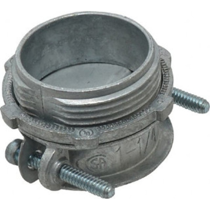 Crouse-Hinds 1-1/4 Trade FMC Conduit Connector Die Cast Zinc, Noninsulated, Straight Connector, Squeeze Clamp Connection 2633 - 04518601