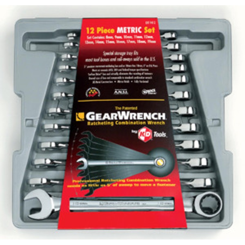 GEARWRENCH 12 Piece Metric Ratcheting Wrench Set - KD9412