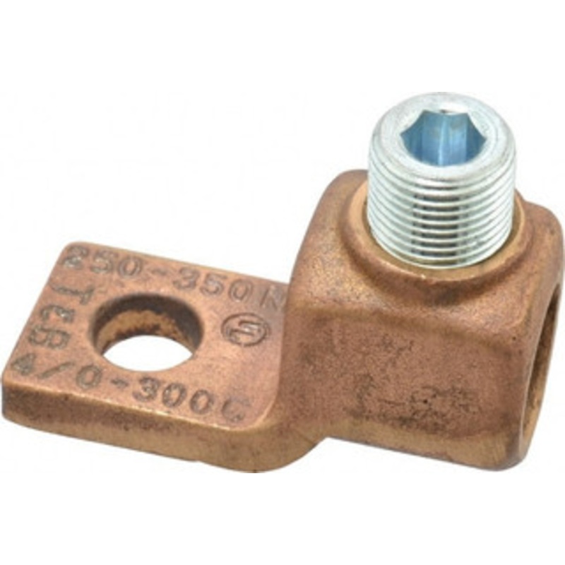 Thomas & Betts 4/0 AWG Noninsulated Compression Connection Square Ring Terminal 1/2 Stud, 2-3/4 OAL x 1-3/16 Wide, Copper Contact 31013 - 54057203