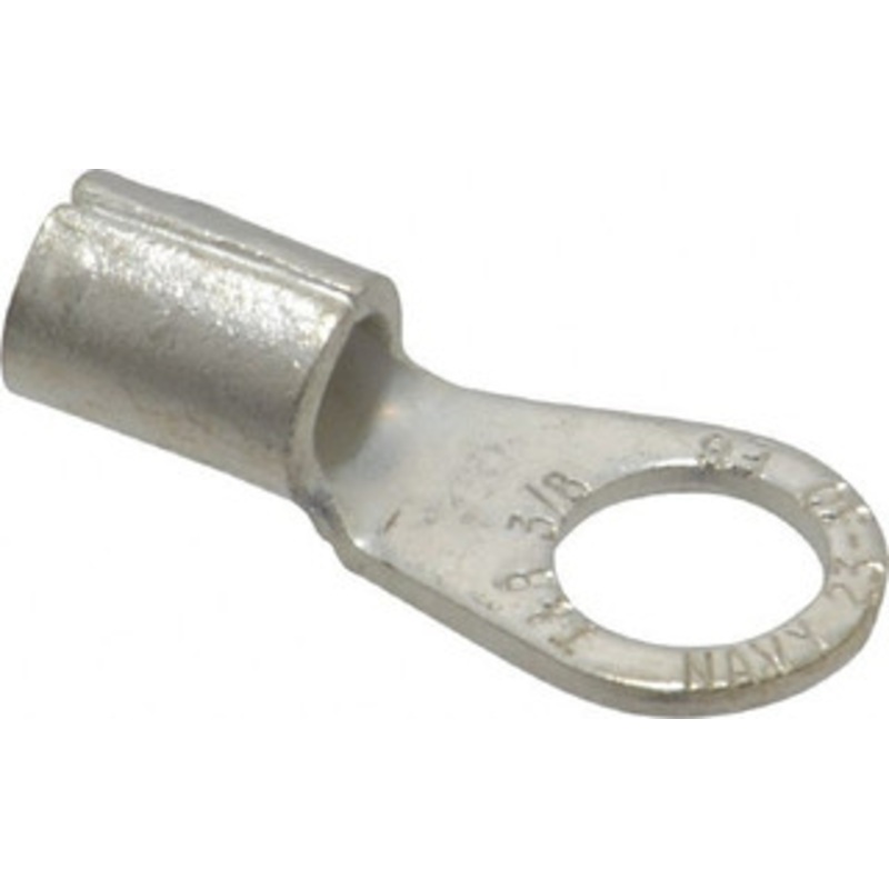 Thomas & Betts 6 AWG Noninsulated Crimp Connection Circular Ring Terminal 3/8 Stud, 1.32 OAL x 0.6 Wide, Tin Plated Copper Contact E6-38 - 54064381