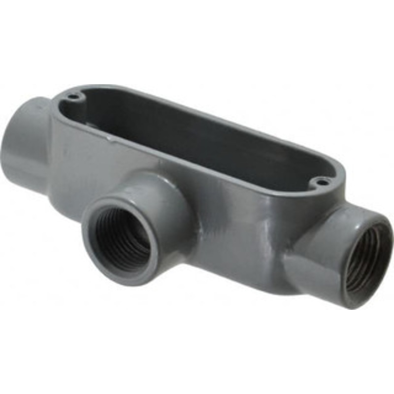 Thomas & Betts T Body, 1/2 Trade, IMC, Rigid Aluminum Conduit Body Oval, 4-3/8 OAL, 4.3 cc Capacity, Gray AT-1 - 62409495