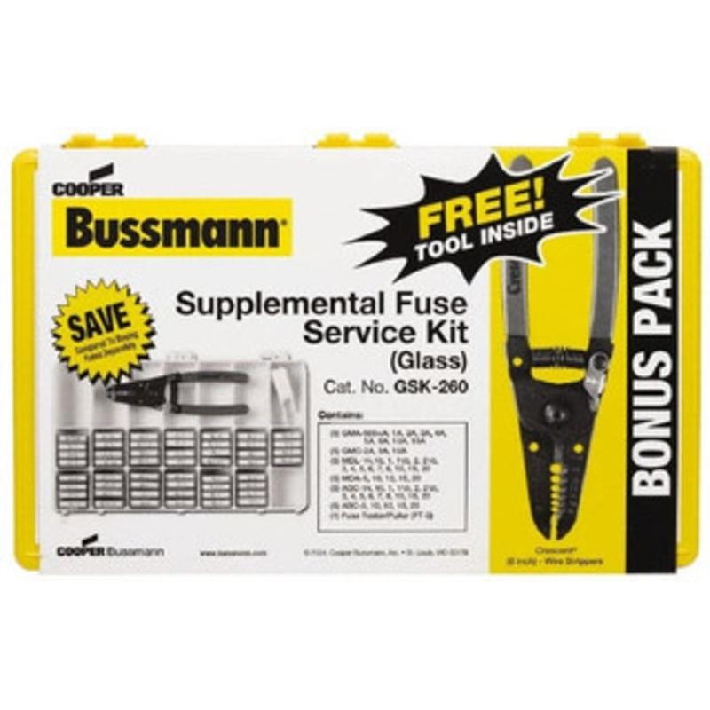 Bussmann 32 to 250 VAC/VDC, Fuse Service Kit 20 Amps, Glass and Ceramic GSK-260 - 76181650