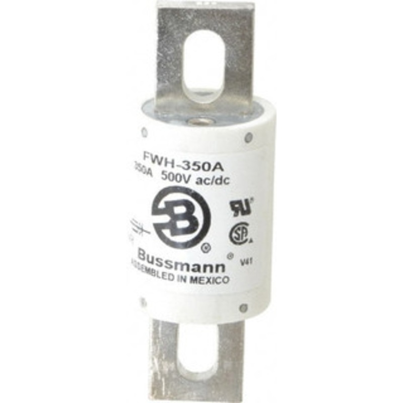 Bussmann 500 VAC/VDC, 350 Amp, Fast-Acting Semiconductor/High Speed Fuse Bolt-on Mount, 4-11/32 OAL, 200 (RMS Symmetrical), 50 at DC kA Rating, 1-1/2 Diam FWH-350A - 75382812