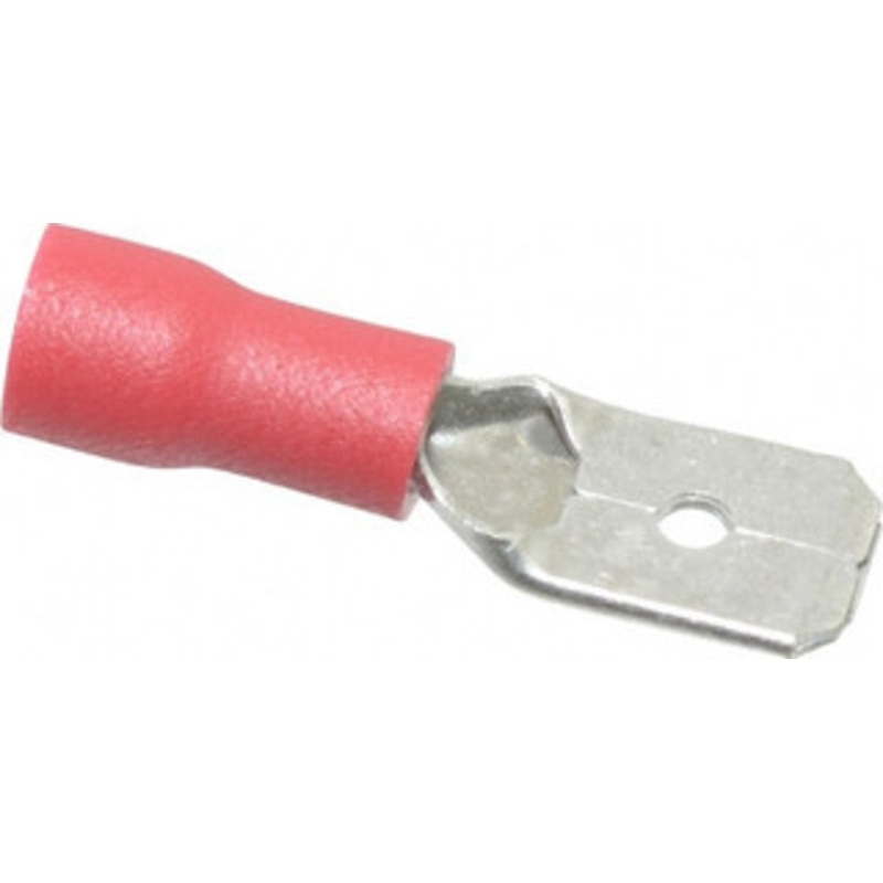 Thomas & Betts 22 to 16 AWG Fully Insulated Male Wire Disconnect 1/4 Tab, Red, RoHS Compliant, UL 94 V-0 TV18-250MD-XV - 68887199