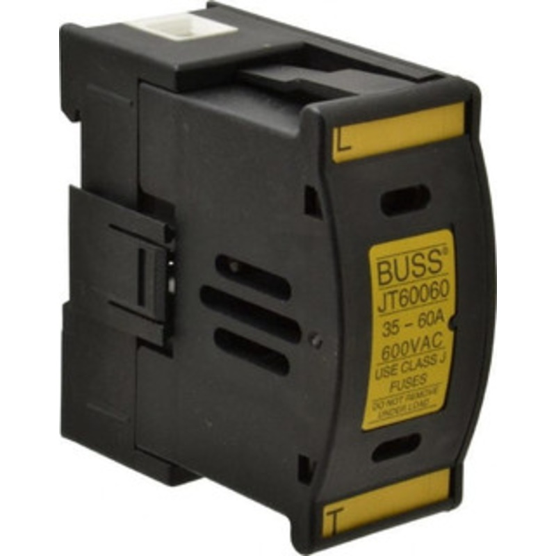 Bussmann 1 Pole, 600 VAC/VDC, 60 Amp, DIN Rail Mount Fuse Holder Compatible with J Class, 1.52 Inch Wide Fuse JT60060 - 75390989