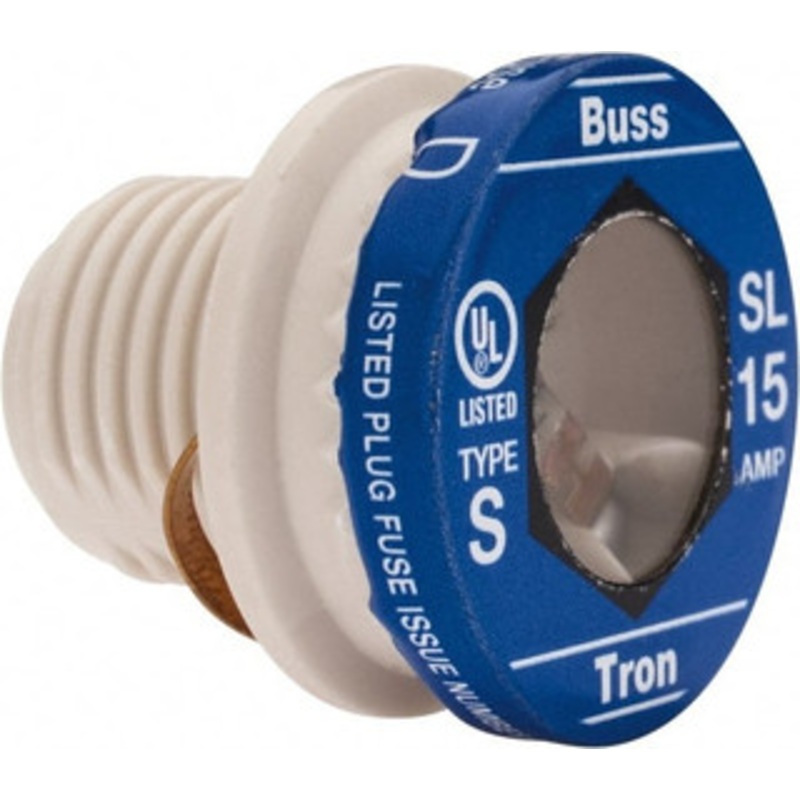 Bussmann 125 VAC, 15 Amp, Time Delay Plug Fuse 10 (RMS Symmetrical) kA Rating SL-15 - 84720341