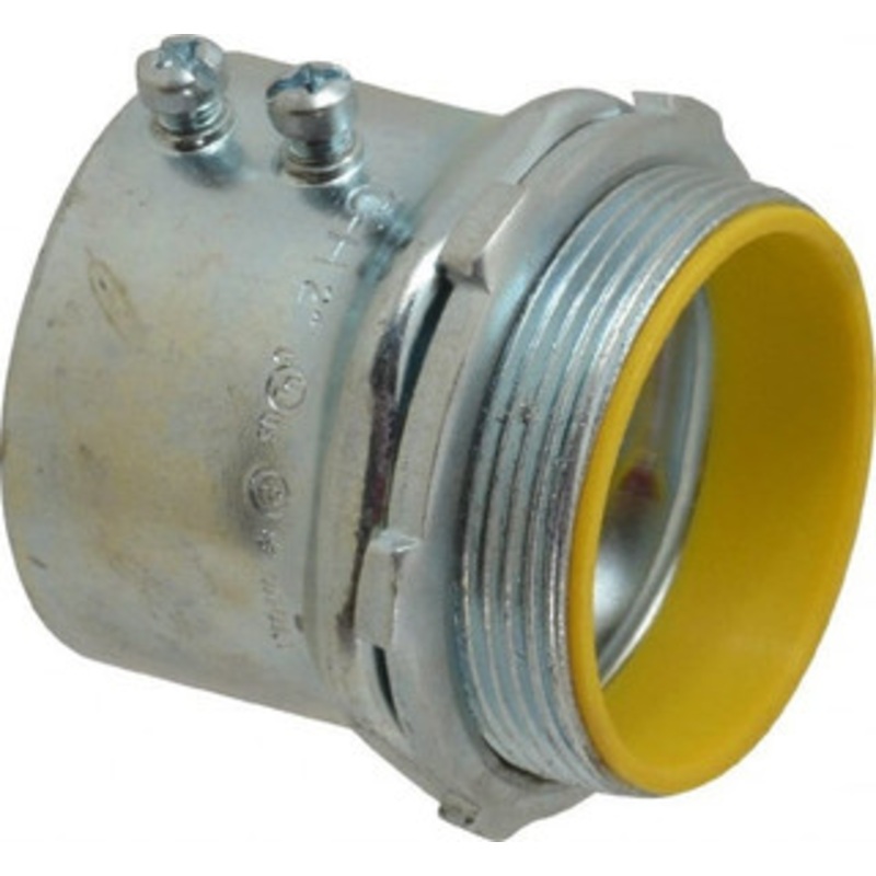 Crouse-Hinds 2 Trade EMT Conduit Connector Steel, Insulated, Straight Connector, Set Screw Connection 1455 - 04784971