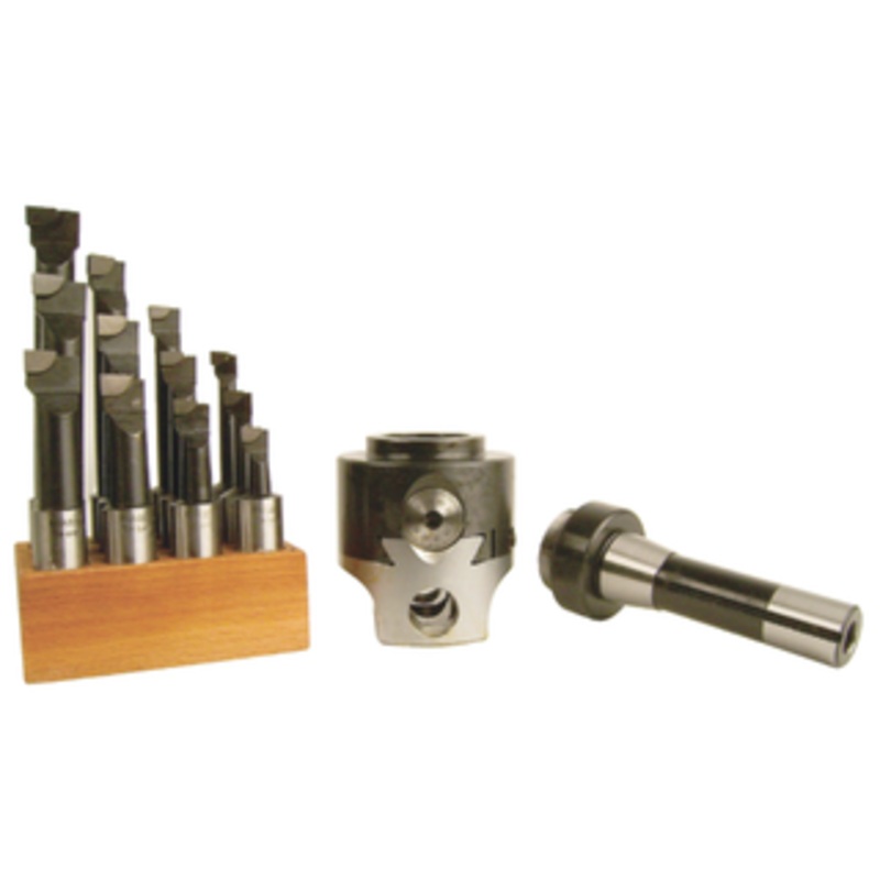 Precise 1 Straight Shank 1-1/2-18 Thread 3 Boring Head Combo Set w/Boring Bars - BHS-203-1