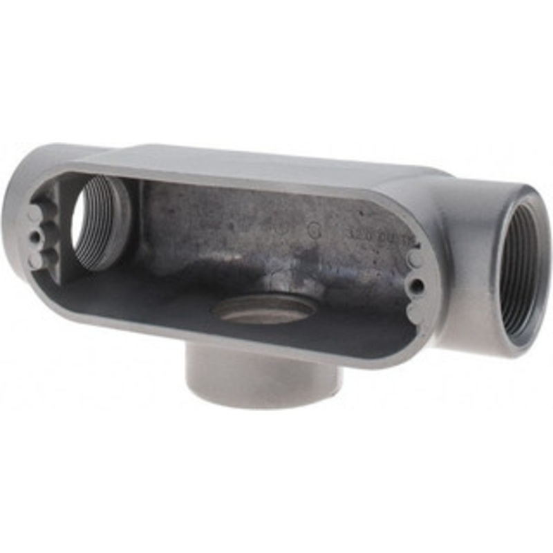 Thomas & Betts T Body, 1-1/2 Trade, IMC, Rigid Aluminum Conduit Body Oval, 7-7/8 OAL, 32 cc Capacity, Gray AT-5 - 62409529