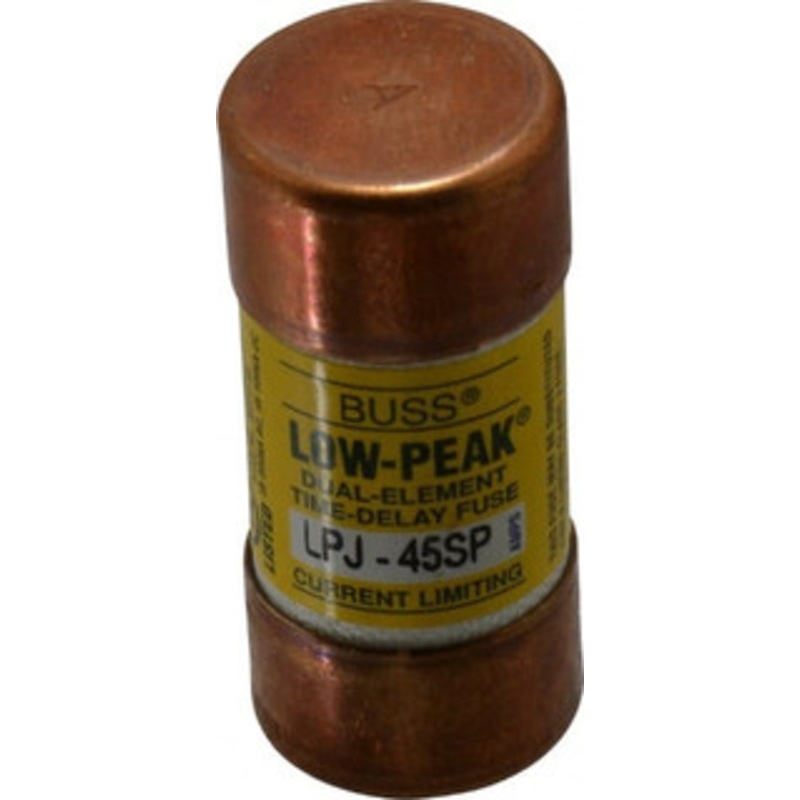 Bussmann 300 VDC, 600 VAC, 45 Amp, Time Delay General Purpose Fuse Fuse Holder Mount, 2-3/8 OAL, 100 at DC, 300 at AC (RMS) kA Rating, 1-1/16 Diam LPJ-45SP - 75390716