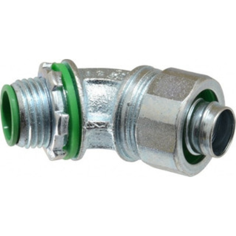 Crouse-Hinds 1/2 Trade Liquidtight Conduit Connector Malleable Iron, Insulated, Angled Connector, Threaded Connection LTBK5045 - 04517413