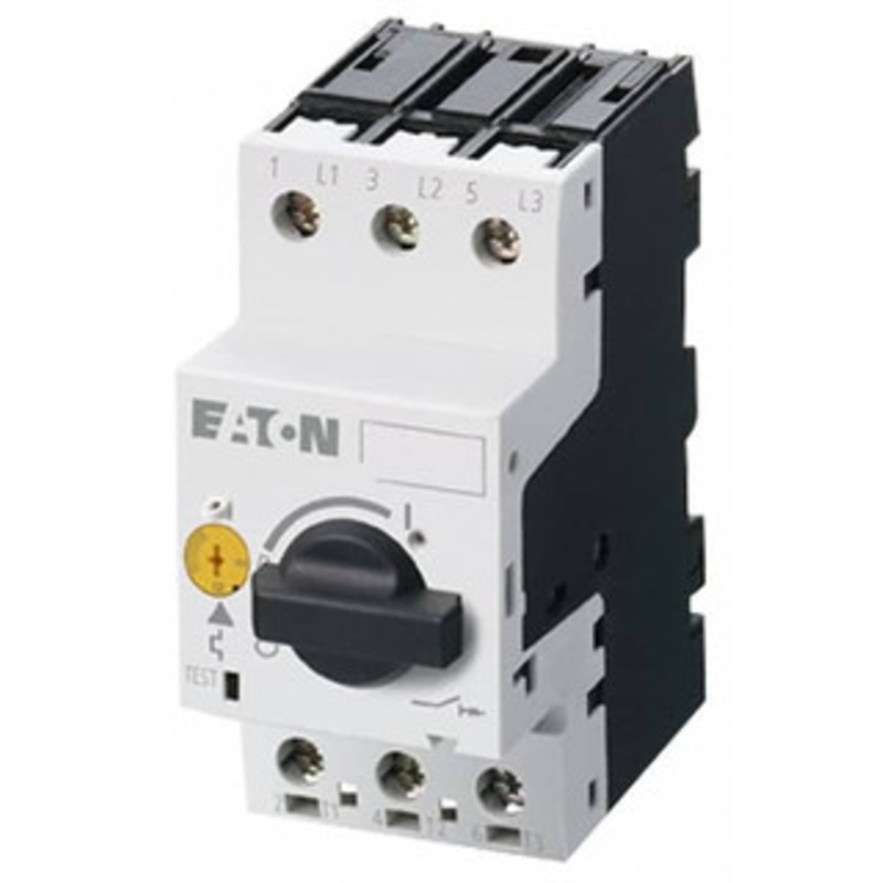 Eaton Cutler-Hammer 6.3 Amp, IEC, Open Pushbutton Manual Motor Starter 45mm Wide x 94mm Deep x 3.6667 High, 1 hp at 200V, 1-1/2 hp at 240 V, 3 hp at 480 V & 5 hp at 600 V, CE Approved, CSA Certified, DIN VDE, EN/IEC, UL 508 XTPR6P3BC1 - 08805780