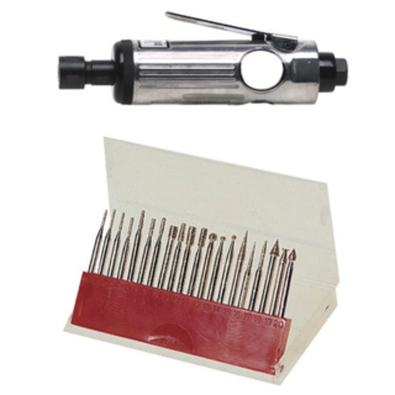 Precise Air Die Grinder Plus 20 Piece Diamond Mounted Point Set - 3081-DPS