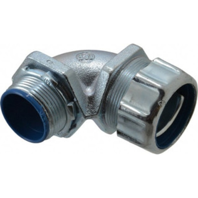 Thomas & Betts 1-1/4 Trade Liquidtight Conduit Connector Malleable Iron, Insulated, Angled Connector, Threaded Connection 5355 - 54058680