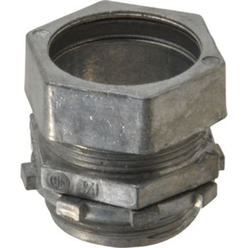Thomas & Betts 1-1/4 Trade EMT Conduit Connector Die Cast Zinc, Noninsulated, Straight Connector, Compression Connection TC214SC - 00124339