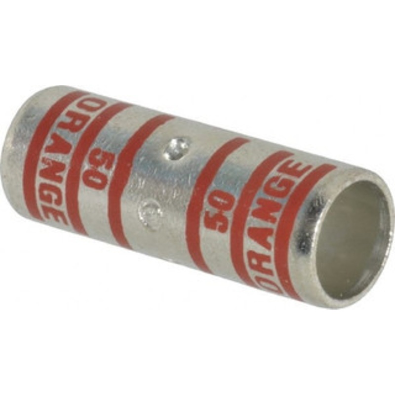 Thomas & Betts 3/0 AWG Compatible, Noninsulated, Crimp-On Butt Splice Terminal 1-3/4 OAL, Orange 54511 - 54057377