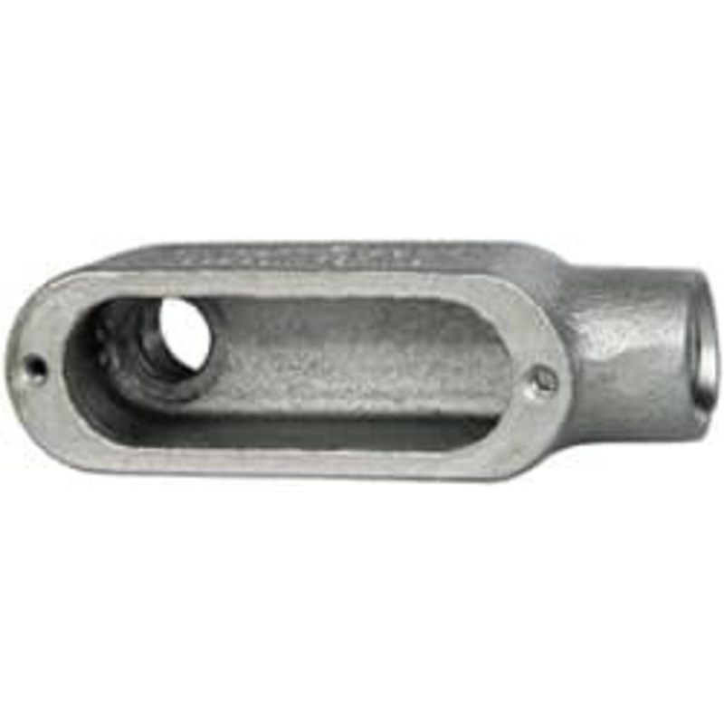 Crouse-Hinds Form 5, LB Body, 1/2 Trade, Rigid Malleable Iron Conduit Body Oval, 4.68 OAL, 4-1/2 cc Capacity, Gray LB50M - 04505350