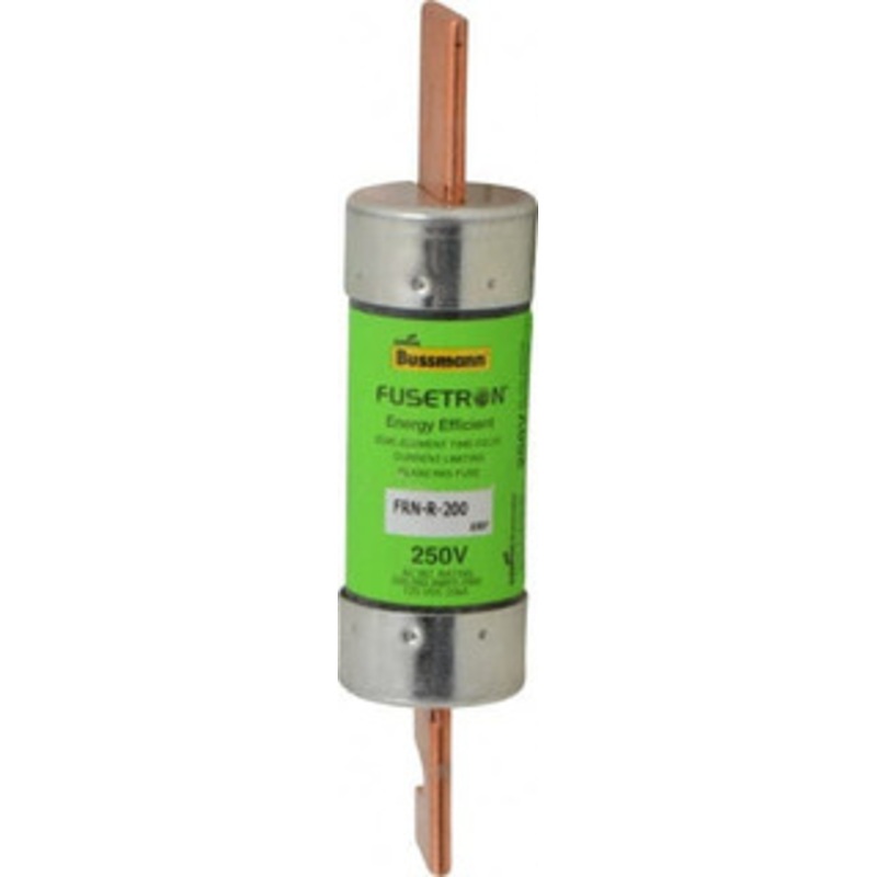 Bussmann 125 VDC, 250 VAC, 200 Amp, Time Delay General Purpose Fuse Bolt-on Mount, 7-1/8 OAL, 20 at DC, 200 (RMS) kA Rating, 1-9/16 Diam FRN-R-200 - 75784926