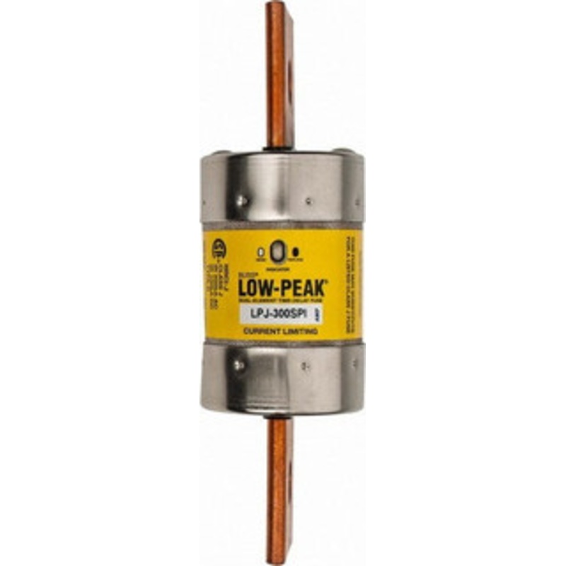 Bussmann 300 VDC, 600 VAC, 300 Amp, Time Delay General Purpose Fuse Bolt-on Mount, 7-1/8 OAL, 100 at DC, 300 at AC (RMS) kA Rating, 2 Diam LPJ-300SPI - 92129337