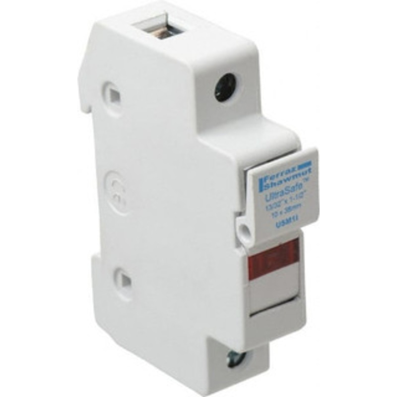 Ferraz Shawmut 1 Pole, 600 VDC and 600 VAC, 30 Amp, DIN Rail Mount Fuse Holder Compatible with CC Class, 1-1/2 Inch Long x 0.69 Inch Wide and 13/32 Inch Diameter Fuse USM1I - 02673226