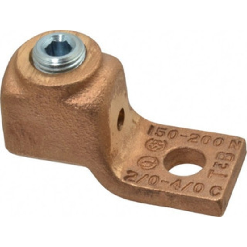 Thomas & Betts 2/0-4/0 AWG Noninsulated Compression Connection Square Ring Terminal 3/8 Stud, 2-3/8 OAL x 1 Wide, Copper Contact 31011 - 54057195