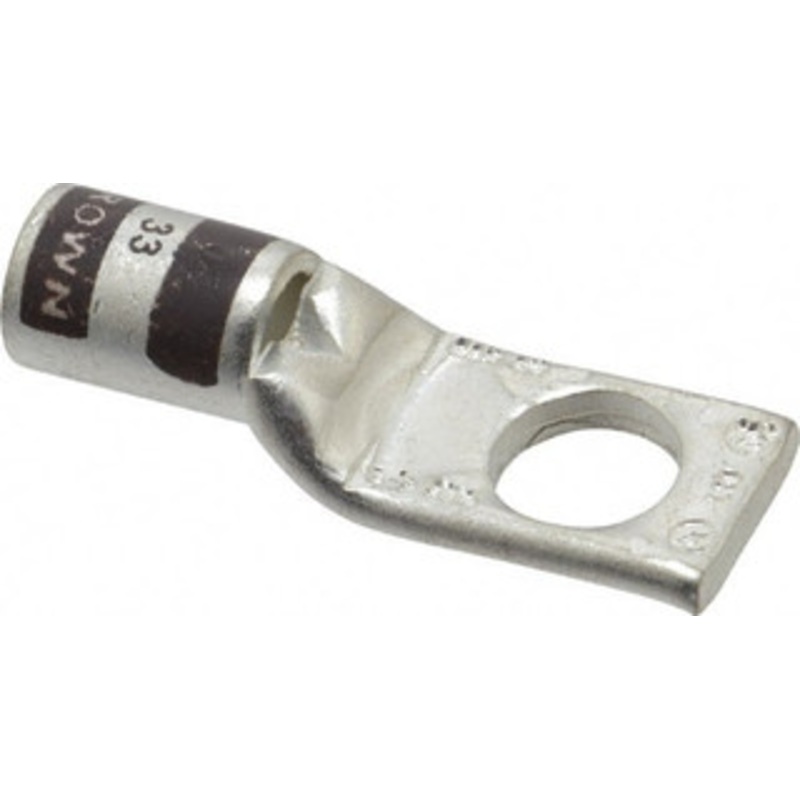 Thomas & Betts 2 AWG Noninsulated Compression Connection Square Ring Terminal 3/8 Stud, 1.65 OAL x 0.59 Wide, Tin Plated Copper Contact 54143-TB - 54056643