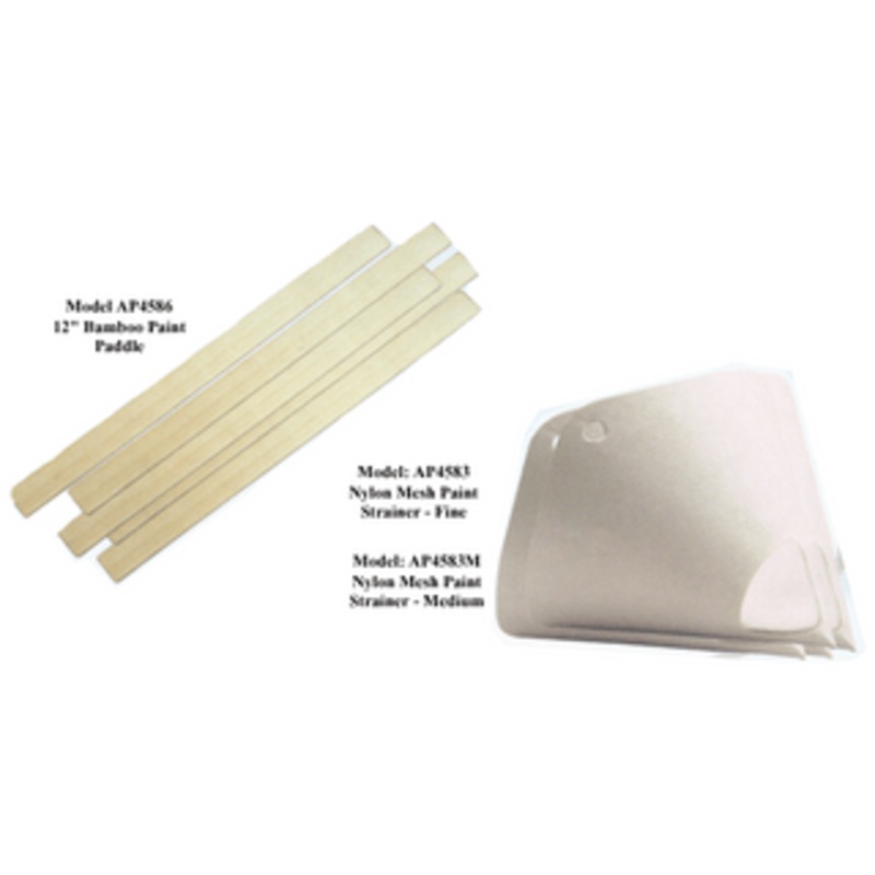 Astro Pneumatic 12 Bamboo Paint Paddle & Nylon Mesh Paint Strainers - AP4586