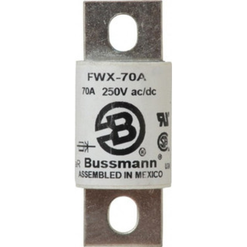 Bussmann 250 VAC/VDC, 70 Amp, Fast-Acting Semiconductor/High Speed Fuse Stud Mount Mount, 3.13 OAL, 200 (RMS), 50 at DC kA Rating, 1.22 Diam FWX-70A - 75784579