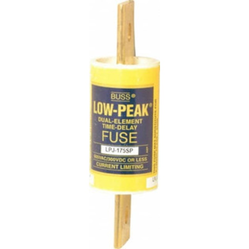 Bussmann 300 VDC, 600 VAC, 175 Amp, Time Delay General Purpose Fuse Bolt-on Mount, 5-3/4 OAL, 100 at DC, 300 at AC (RMS) kA Rating, 1-5/8 Diam LPJ-175SP - 75390500