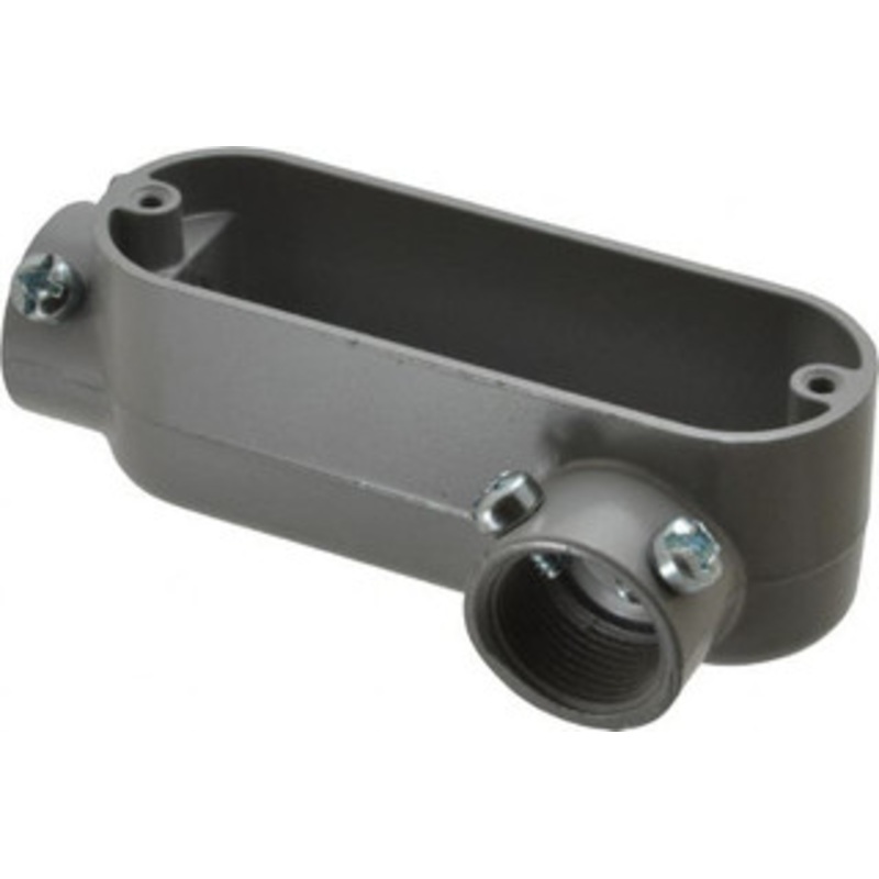 Crouse-Hinds Form 5, LL Body, 3/4 Trade, EMT, IMC, Rigid Aluminum Conduit Body Rectangle, 5.07 OAL, 7.3 cc Capacity, Gray LL25 MT - 04507109