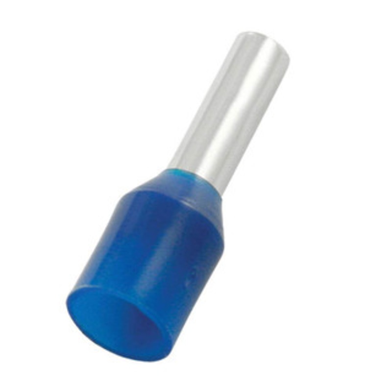 Value Collection Electrical Wire Ferrules, Insulation Type: Partially Insulated, Connection Type: Crimp, Compatible Wire Size (AWG): 14, Compatible Wire Size (sq mm): 2.5 (mm), Pin Length (Inch): 0.315, Pin Length (mm): 8 E2508-BLUE - 14735641
