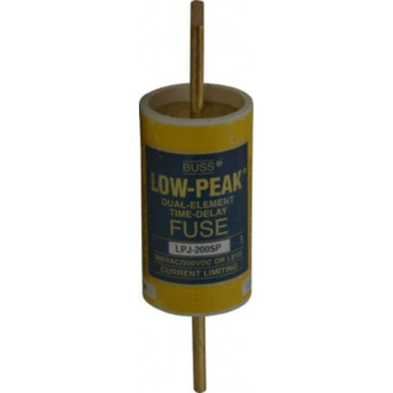 Bussmann 300 VDC, 600 VAC, 200 Amp, Time Delay General Purpose Fuse Bolt-on Mount, 5-3/4 OAL, 100 at DC, 300 at AC (RMS) kA Rating, 1-5/8 Diam LPJ-200SP - 75390567