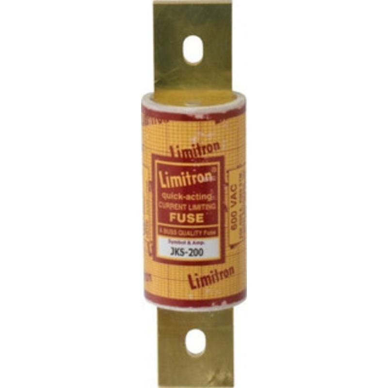 Bussmann 600 VAC, 200 Amp, Fast-Acting General Purpose Fuse Bolt-on Mount, 5-3/4 OAL, 200 (RMS) kA Rating, 1-5/8 Diam JKS-200 - 74975574