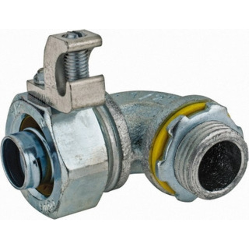 Crouse-Hinds 1/2 Trade Liquidtight Conduit Connector Malleable Iron, Noninsulated, Angled Connector, Threaded Connection LT5090G - 04913786