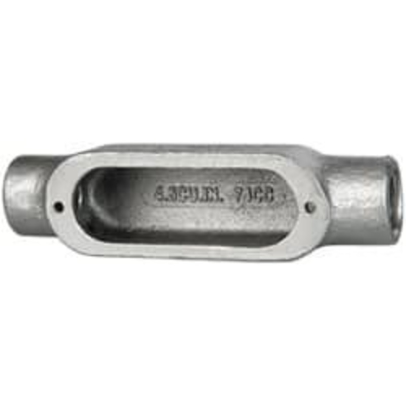 Crouse-Hinds Form 5, C Body, 1/2 Trade, Rigid Malleable Iron Conduit Body Oval, 5.38 OAL, 4-1/2 cc Capacity, Gray C50M - 04504965