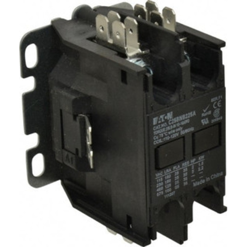 Eaton Cutler-Hammer 2 Pole, 25 Amp Inductive Load, 110 to 120 Coil VAC at 50/60 Hz, Nonreversible Definite Purpose Contactor Phase 1 Hp: 2 at 115 VAC, 3 at 230 VAC, 35 Amp Resistive Rating, Open Enclosure C25BNB225A - 02351815