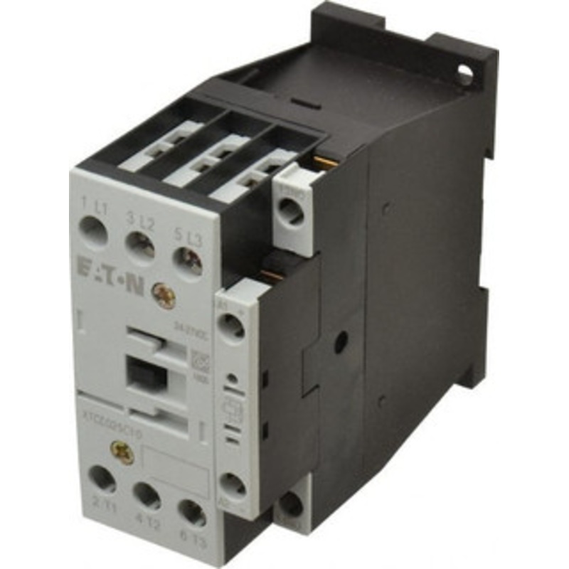 Eaton Cutler-Hammer 3 Pole, 24 to 27 Coil VDC, 40 Amp, Nonreversible Open Enclosure IEC Contactor 1 Phase hp: 2 at 115 V, 3 at 200 V, 5 at 230 V, 3 Phase hp: 10 at 230 V, 15 at 460 V, 20 at 575 V, 7.5 at 200 V XTCE025C10TD - 08804817